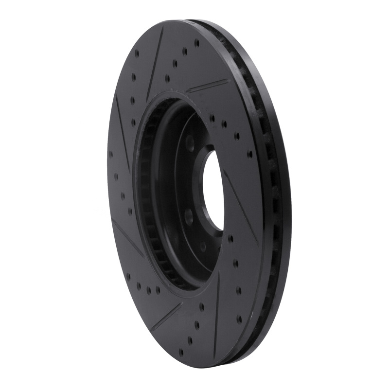 Buick LaCrosse Brake Rotor (1) - Front Right - R1 Concepts - Drilled & Slotted - Black - `11-`25